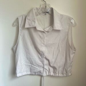 Fashion Nova White Sleeveless Button-Down Shirt